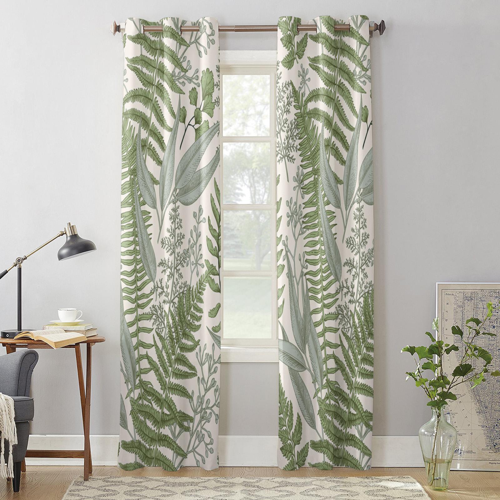 Винтажные оконные шторы с травами для гостиной — фото 5