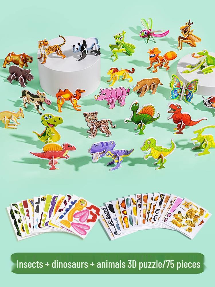 3D Dinosaur & Insect Paper Craft Puzzle Toy for Kids