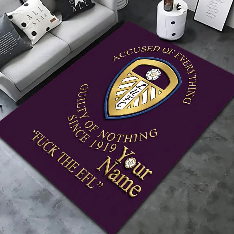 Leeds United Custom Name Carpet Rug for Living Room Bedroom Home Sofa Decoration,Kids Play Non-slip Floor Mat