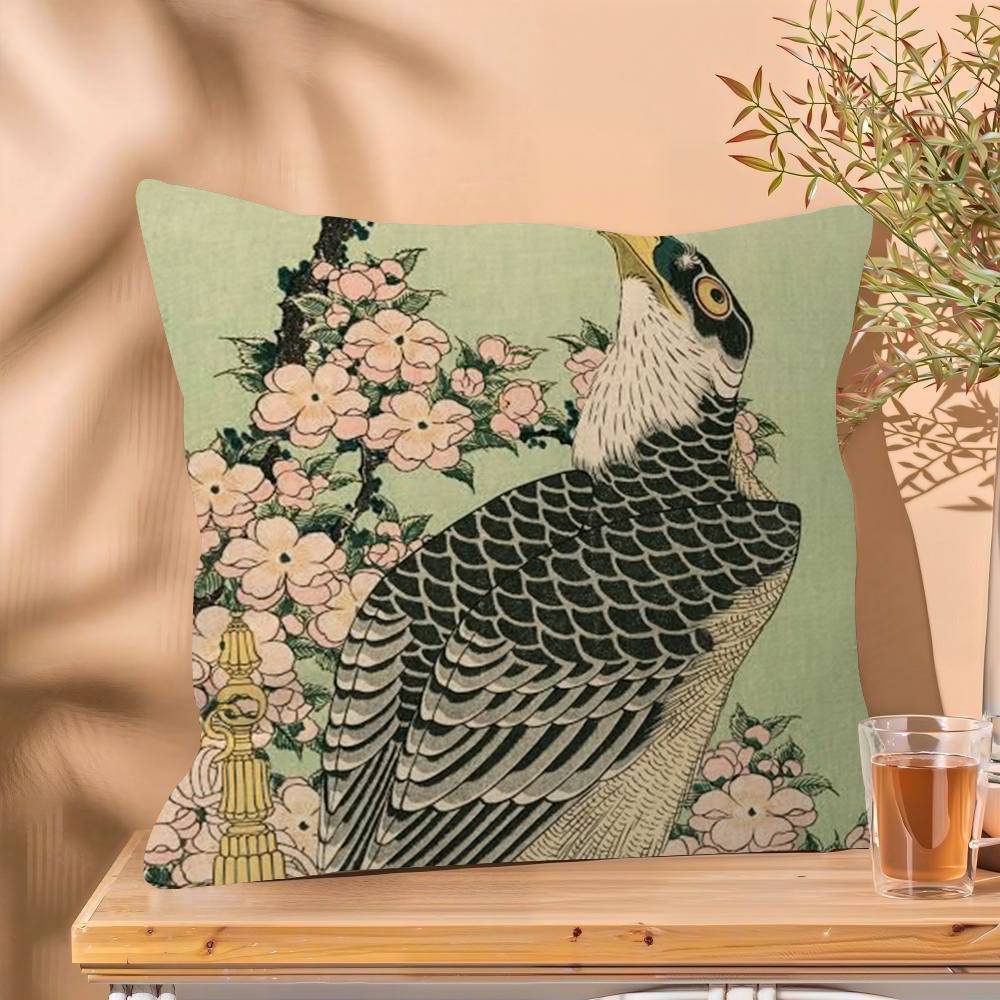 Vintage The Great Wave Katsushika Hokusai Office Cushion Pillowcase Car Cushion Cover45X45CM Lumbar Pillowcase Sofa Pillowcover