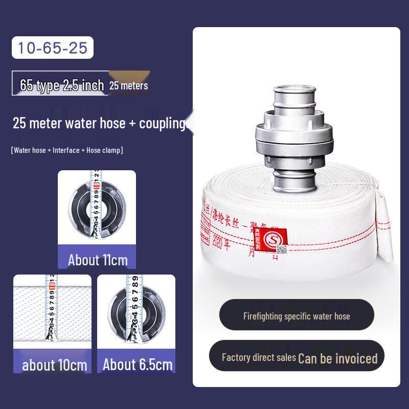 2,5-Zoll Typ 8 Hochdruck-Feuerwehrschlauch, 65 Nationalstandard, Erhältlich in 20/25 Metern, mit Polyurethan-Wasserschlauch, Tasche und Pistolenkupplung