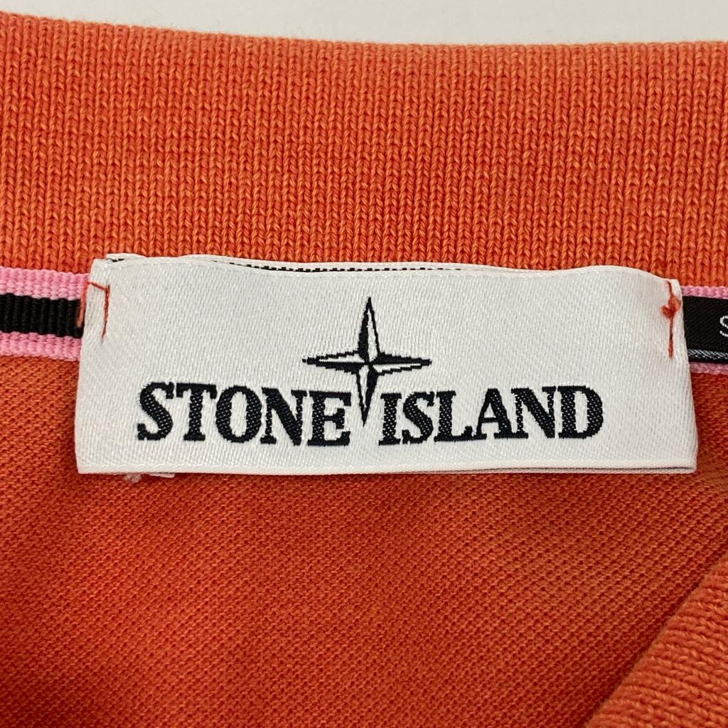 STONE ISLAND 621522S67 Orange Logo Embroidered Polo Shirt Tops M OrangeUsed