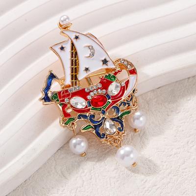 Palace-style Sailing Ship, High-end Feminine Temperament, Versatile and Fashionable Sailing Ship Collar Pin, Accessories Brooch