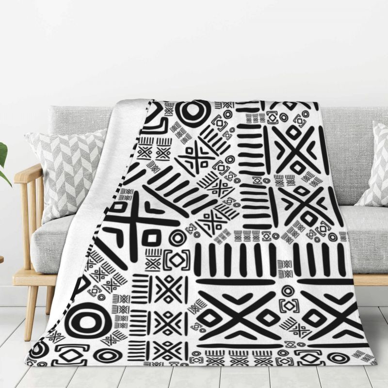 Maßgeschneiderte ultraweiche Fleece-Afrikanische Schlammtuch Bogolan Decke Warme Flanell-Stamm-Ethnisch-Böhmische Muster Decken Sofa Steppdecke