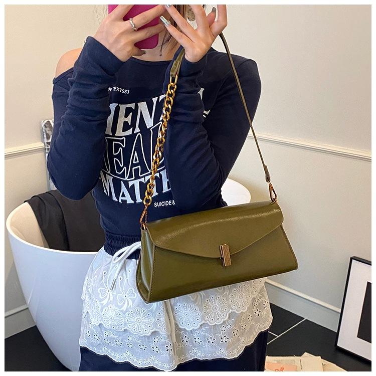 

This s Popular Bags Women Are Super Among Minority High-end Chain Shoulder Casual All-matching Cross-body 28x8x14 оливковий колір