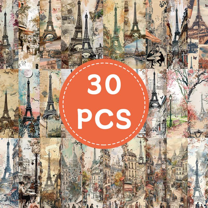 30PCS Paris Tower Bookmark Vintage Motivational Bookmarks European Scenic Scene Retro Old Travel Postcard Bookmarks for Students