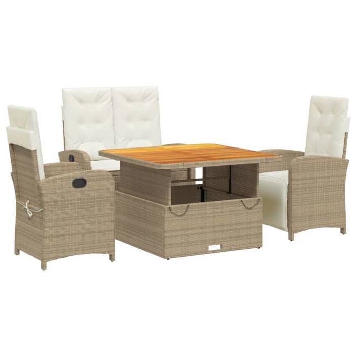 VidaXL Ensemble à Manger de Jardin avec Coussins 4 pcs, Table de Terrasse, Meubles de Patio, Mobilier d'Extérieur, Beige 3277357