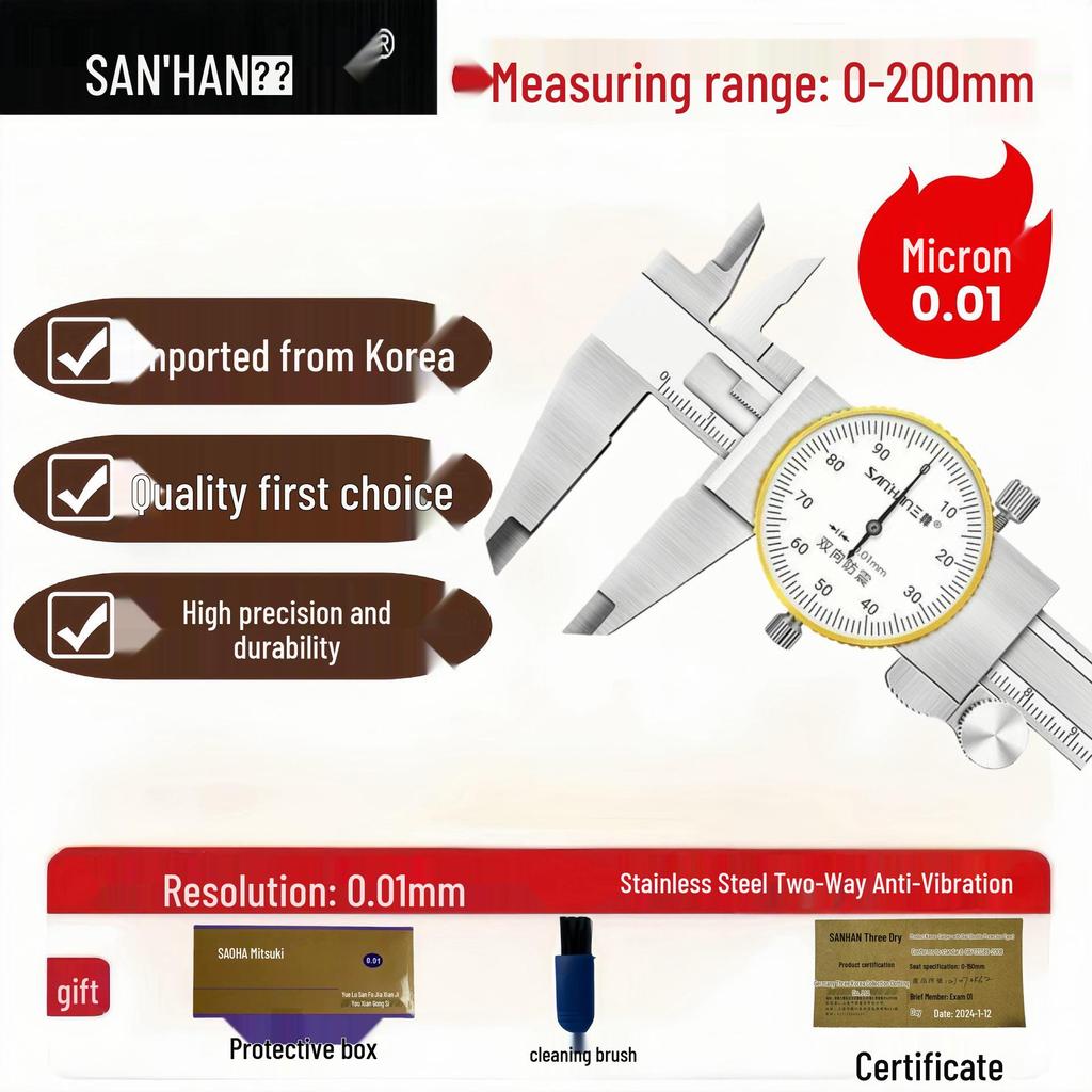 High Precision Shockproof Dial Vernier Caliper 150-300mm