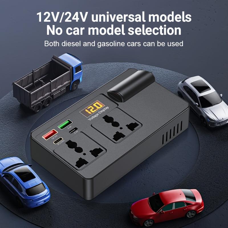 200W Car Power Inverter with 4 USB Ports 110V AC Car Plug Adapter Fast Charger 12V DC to AC Converter Type-C QC 3.0 Car Charger Adapter