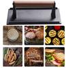 Meat Press Burger Press Rectangle Round Heavy-Duty Cast Bacon Press Steak Preee Nonstick Pan with Wood Handle