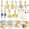 New In Charm 925 Silver Golden Unicorn Cross Pendant Charms Beads Fit Original 925 Bracelet For Women Jewelry Gift DIY