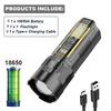 Super Bright LED Flashlight 500M Long Shot Type-C Rechargeable Torch Portable Spotlight 18650 Battery Lamp Power Bank Lantern
