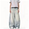American Retro Washed Scimitar Wide-leg Jeans Men's Trendy Brand Loose Straight Casual Mopping Long Pants