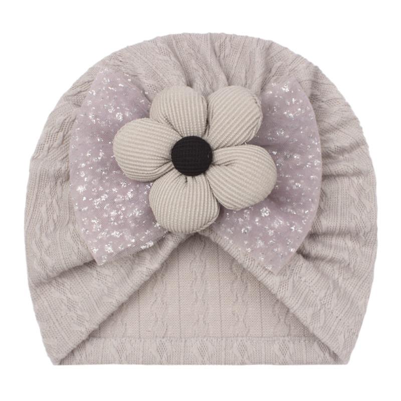 Spring new children's hats, bronzing mesh bow flower baby hats, cute baby hats