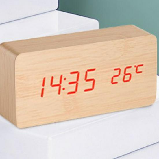

Светодиодные деревянные цифровые часы с голосовым управлением и термометром