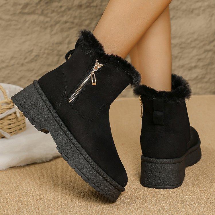 Winter New Thick-soled Velvet Thickened Snow Boots Women's Side Zipper Warm Towel Short Boots Cotton Shoes