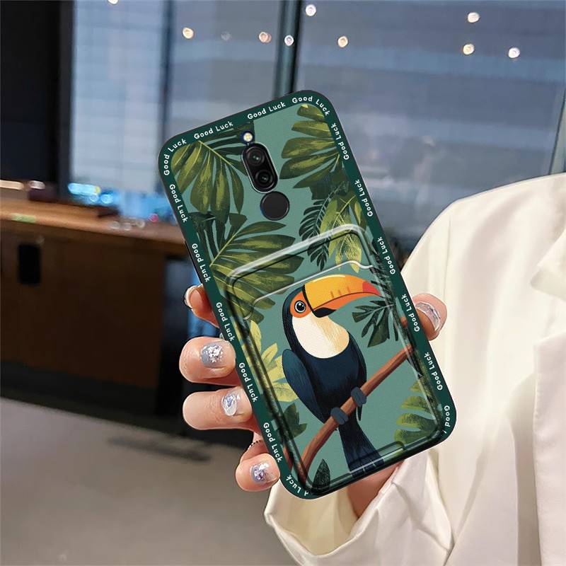 Silicone Soft Case Phone Case For Xiaomi Redmi 8 Full Wrap Fashion Design Card Slot Cover Back Cover Anti-knock TPU Cute