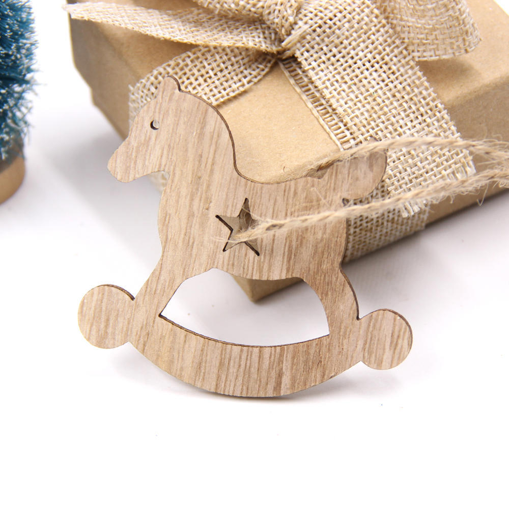 10PCS DIY Christmas Snowflakes&Deer&Tree Wooden Pendants Ornaments  Christmas Party Decorations Xmas Tree Ornaments Kids Gifts