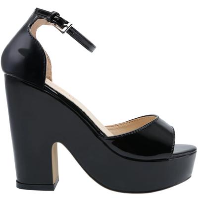 Women Platform Sandals  Summer Colourful Sexy Peep Toe Buckle Strap 12cm Thick High Heels Party Red Wedding Shoes Large Size