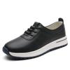 Women Platform Loafers Black Casual Leather Elevator Shoes Thick Sole Height Increase White Sneakers