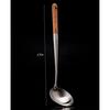 FJNATINH 17-inch Wok Ladle, 304 Stainless Steel Wok Spatula (Walnut)