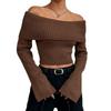 European and American autumn new knitted sweater top fashion slim one-word collar off-the-shoulder pullover sweater women