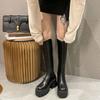 Small man thick-soled but knee thick-heeled boots high boots 2025 autumn and winter thin boots thick-heeled Martin boots women