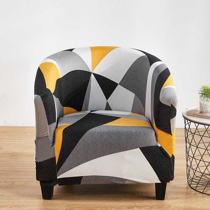 Milk Silk Printed Curved Small Sofa Cover with Irregular Shape, Suitable for Small Cafe Seating Chairs, Suitable for All Seasons