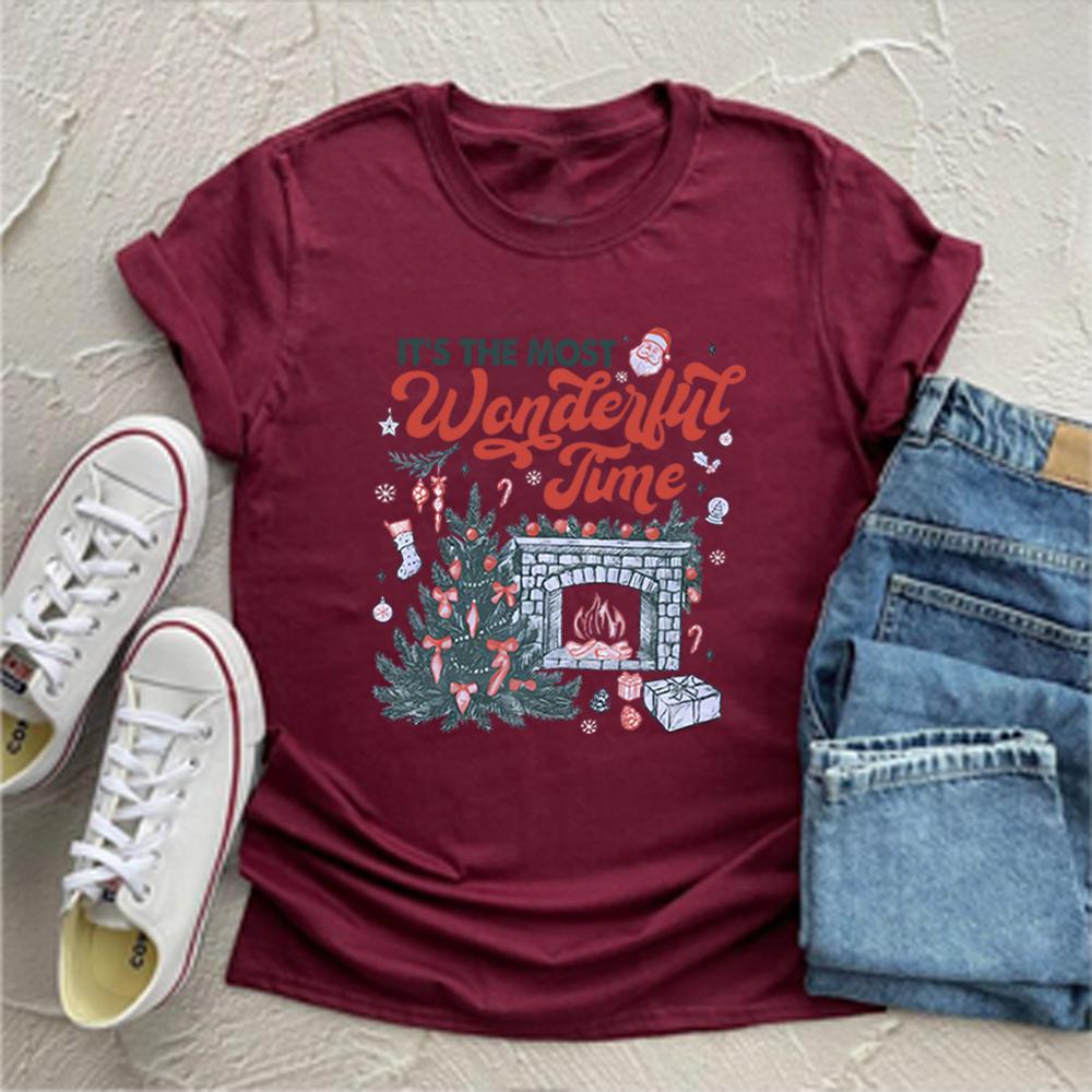 Christmas Time Tshirt Its The Most Wonderful Time Shirt Vintage Christmas Tshirt Retro Christmas Tee Unisex Short Sleeves Tops