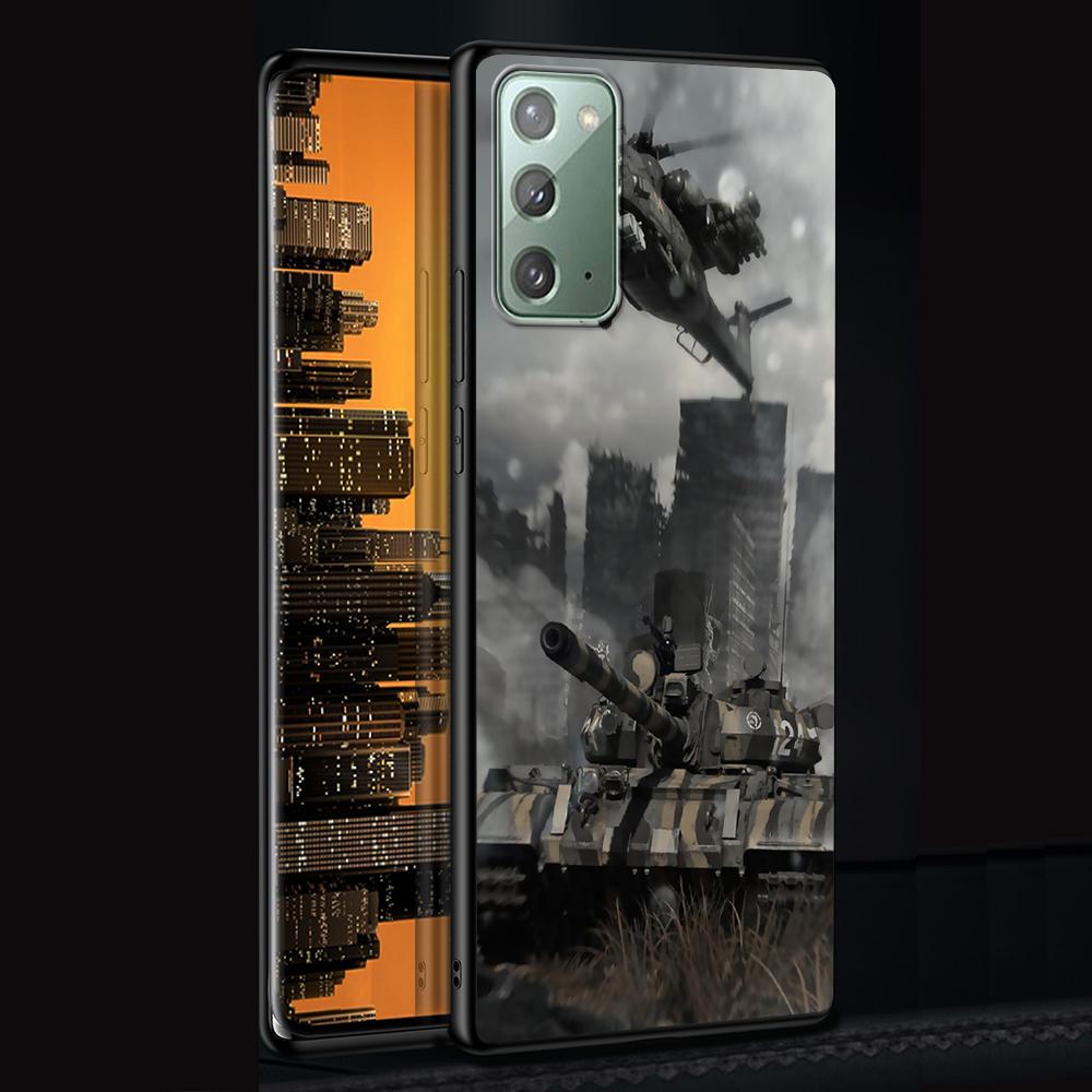 Tanks Fighter Warship Case for Samsung Galaxy Note 20 Ultra 10 Lite 9 8 A53 A52 A12 S22 S21 FE S20 Plus TPU Black Phone Cover