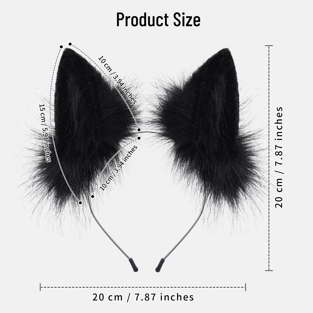 Japanese Lolita Headdress: Handmade Plush Cat & Fox Ears Headband