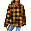 Women's Fashion Loose Hooded Pullover Long Sleeve Plaid Sweatshirt with Drawstring Drop Shoulder and Pocket Print Top