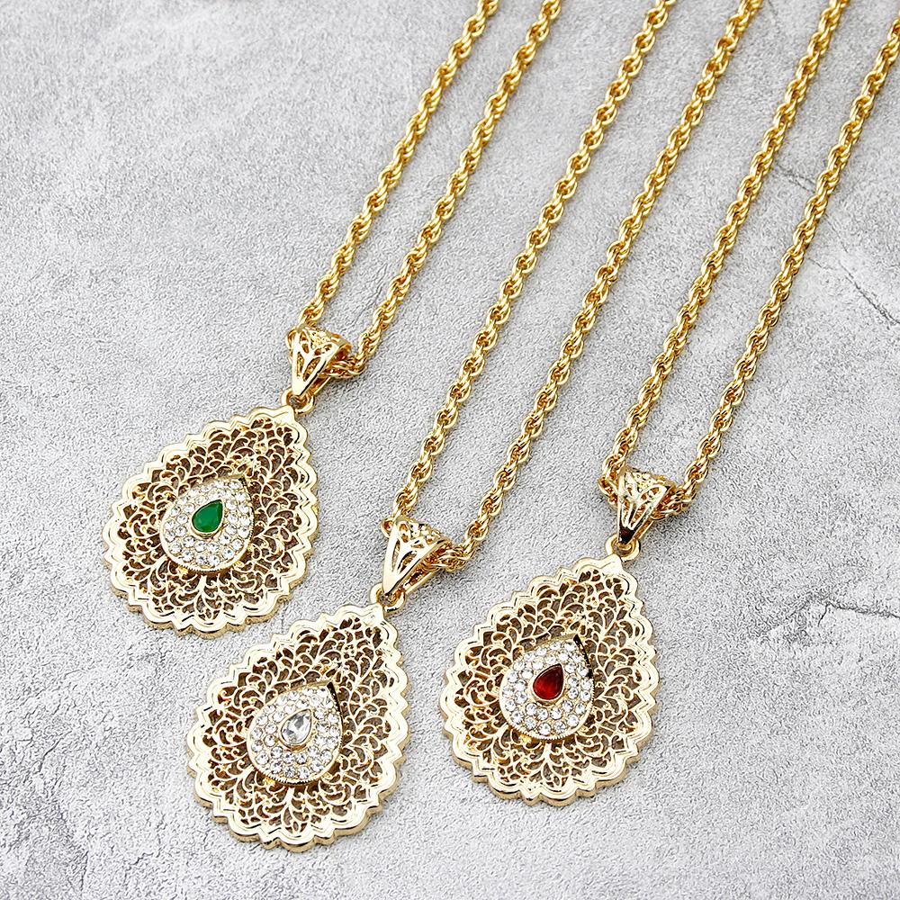 Collier pendentif couleur or pour femmes, Long collier creux en métal, feuille Arabesque, chaîne, bijoux de mariage pour mariée, nouvelle collection