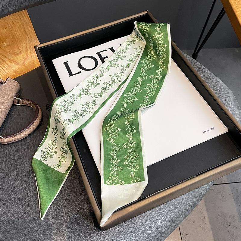 Langer, dünner Seidenschal für Damen, Haarband, Krawatte, Design-Print, Luxusmarke, Haarreifen-Accessoires, coole Mädchen-Schals, Sommer 2021