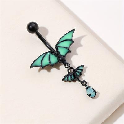 1 Stück 316L Edelstahl leuchtender Fledermaus-Wassertropfen-Anhänger Piercing Bauchnabelring gleicher Stil für Männer und Frauen Casual Charm Bar Dance