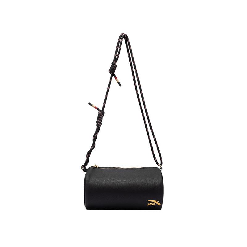 

Anta Casual Versatile Fashion Simple Synthetic Leather Cylinder Crossbody Bag Unisex bags Black 192518113-1 Basic Black,One Size