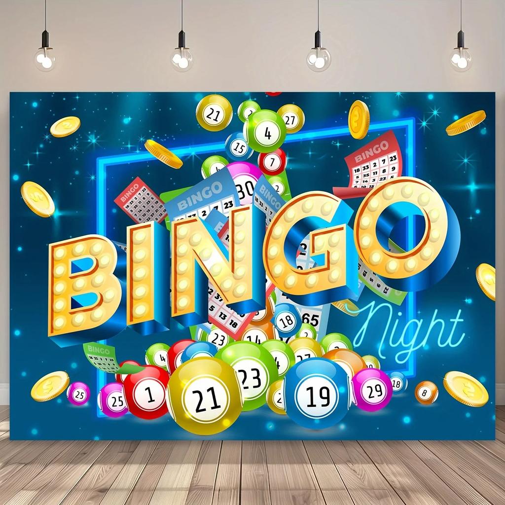 2D Banner 1 Piece Bingo Background Night Game Theme Suitable for Birthdays Festivals Parties