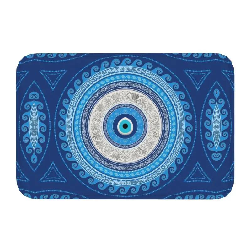 Custom Greek Turkish Evil Eye Doormat Mat Anti-Slip Mediterranean Style Kitchen Bathroom Living Room Rug Carpet 40*60cm