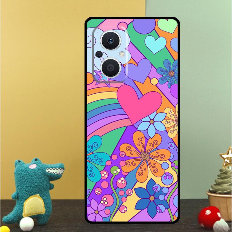 retro Groovy hippie boho rainbow Case For OPPO Reno 15F 14F 11 12 13 F 14 10 15 Pro 7 8 Lite OPPO Find X5 X6 X8 X9 Pro Cover