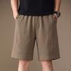 High-end American retro knitted casual shorts men's summer thin loose straight splicing fashionable five-point medium pants