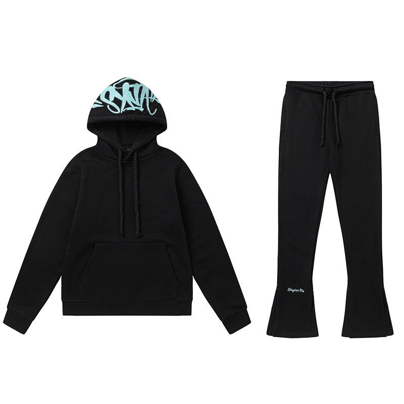 SynaWord American Trendy Brand Loose Sweater Hoodie Sweatpants Y2K Men's and Women's Hip-hop Street Couple Casual Suit