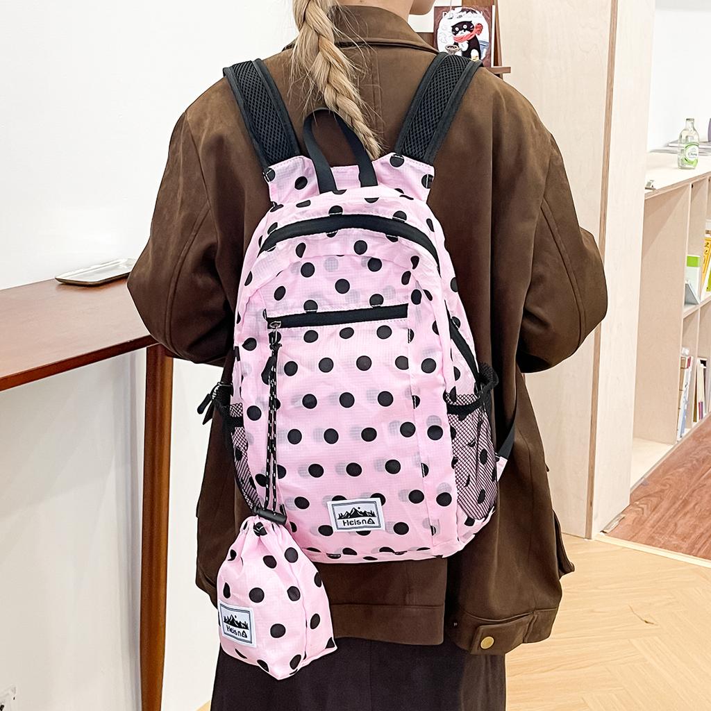 Color Polka Dot School Bag for Girls Large Capacity Backpack for Primary Middle High School Students Lightweight Casual Bookbags Nylon Backpack