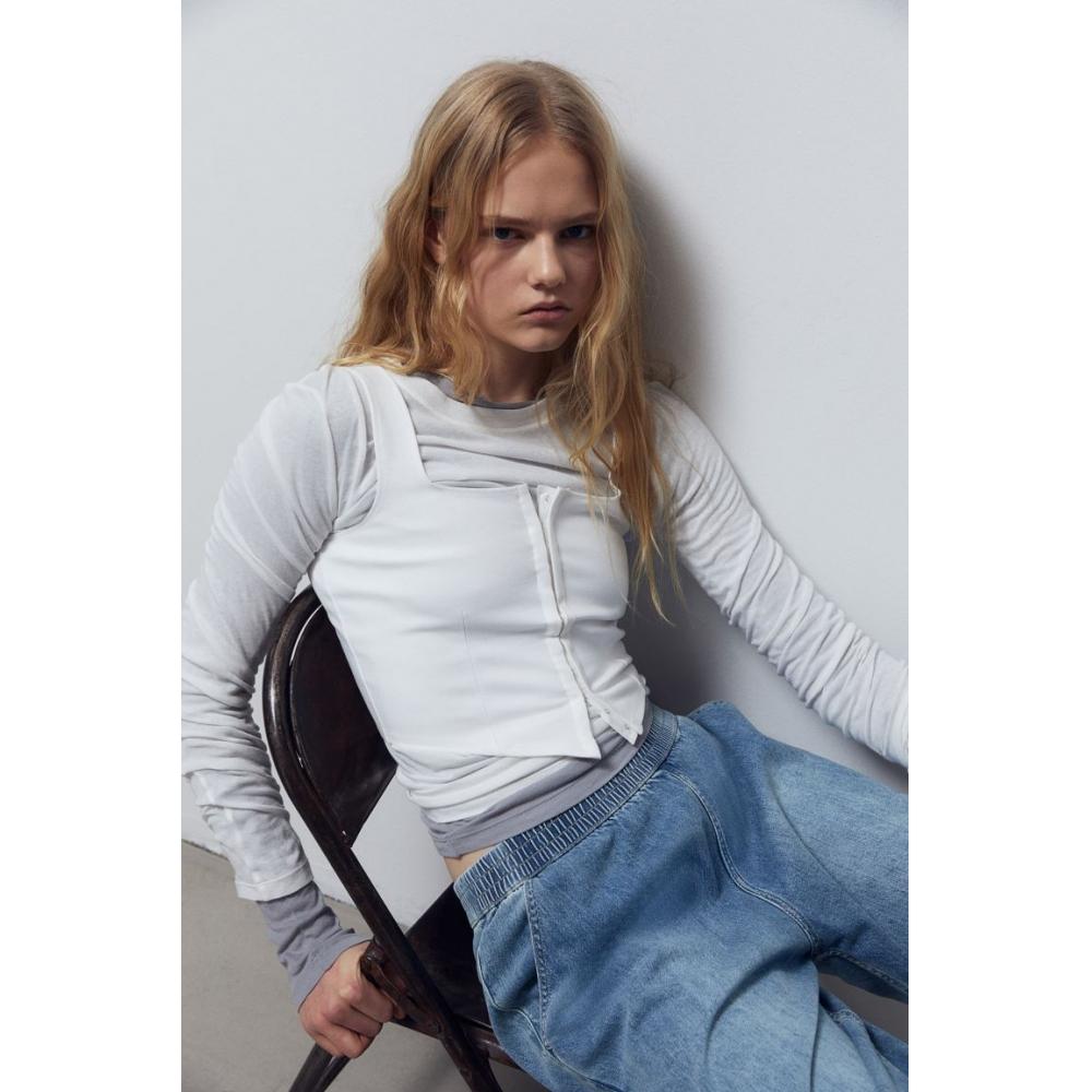 

Широкие брюки-джоггеры HM Denim Светло-голубые