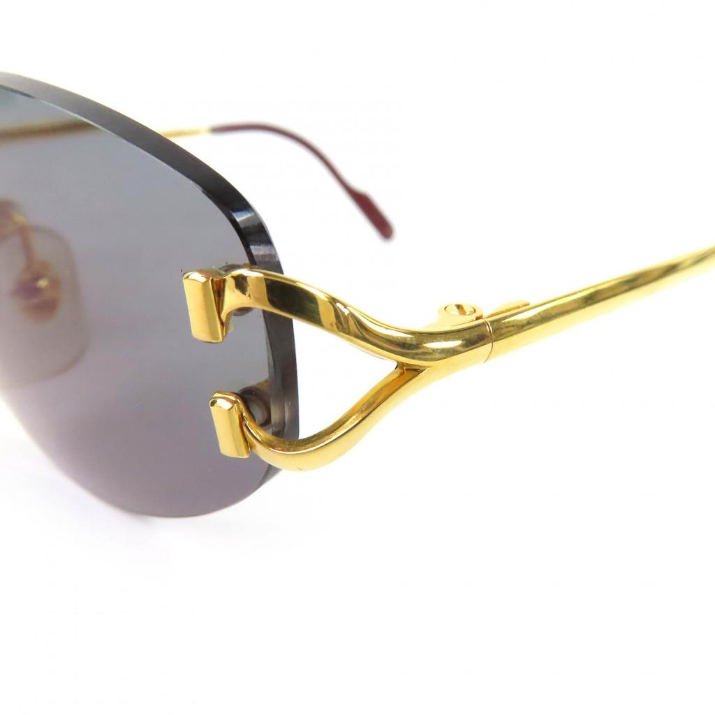 Great Cartier sunglasses 2C Decor Two-Point Rimless gold mens Used