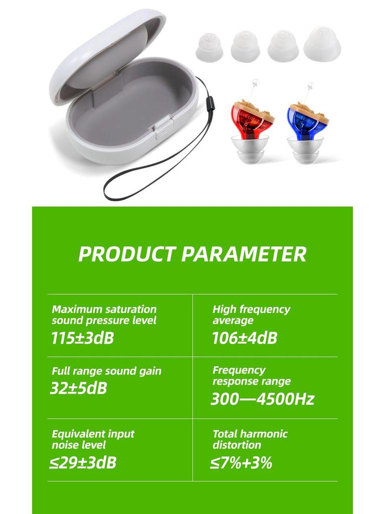 In-ear Hearing Aid Sound Amplifier for All Ages - Battery Model with Sound Collector Accessories