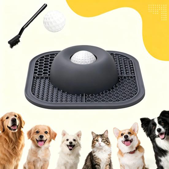 Slow Feeder Dog Bowl with Lick Mat Non-Slip Dog Lick Bowl with Interactive Rolling Ball Silicone Dog Licking Toy for Liquid And Thick Treat Dogs