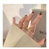 Korean Style Geometric Irregular Square Patchwork Ring - Adjustable Retro Creative Index Finger Ring for Women