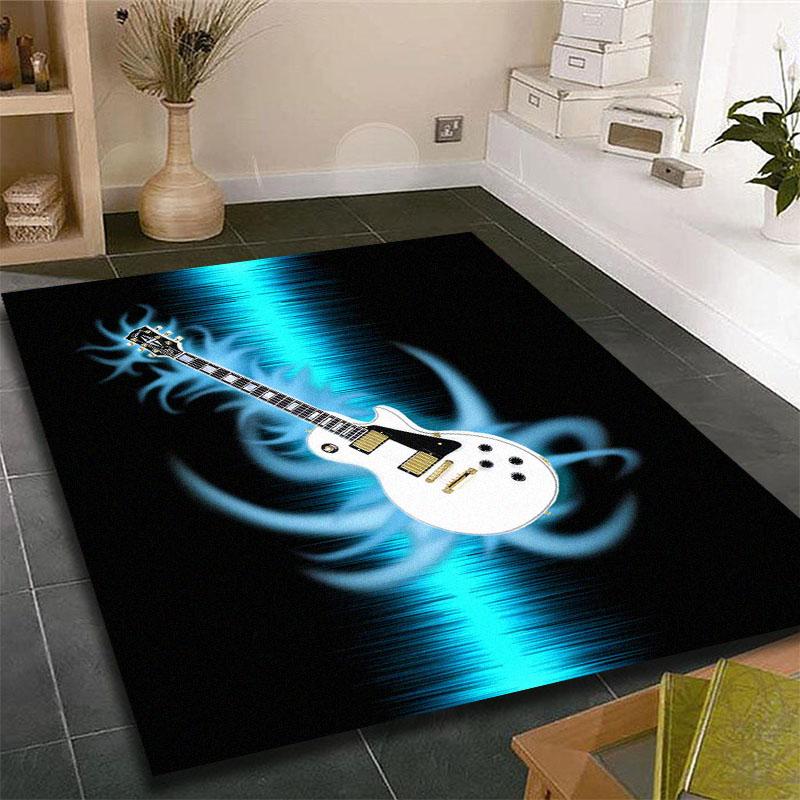 Music Is The Voice Of The Soul Guitar Printed Carpet for Living Room Rugs Camping Picnic Mats Anti-Slip E-sports Rug Yoga Mat