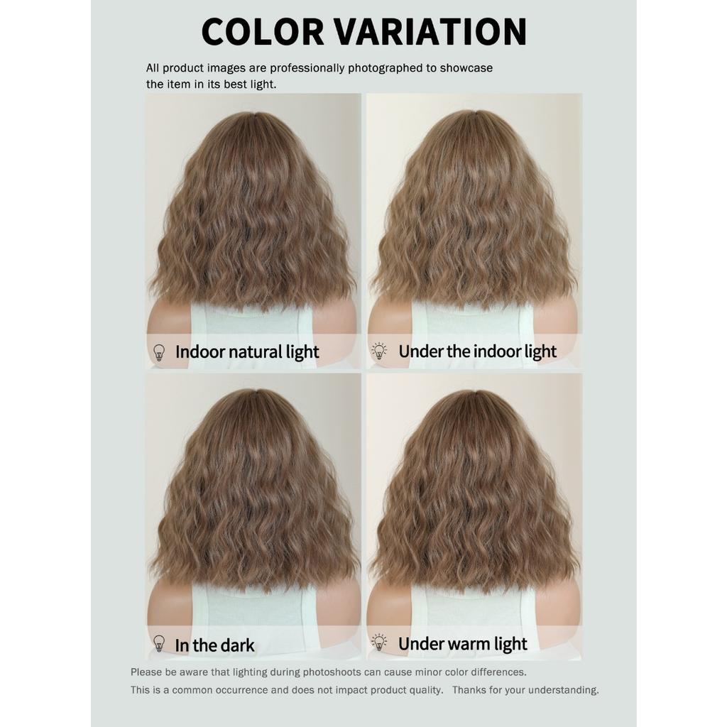 Parrucca Bob Corto Riccio con Riga Laterale – Capelli Sintetici Ondulati Voluminosi in Castano Dorato (12") & Biondo (14") per l'Uso Quotidiano e il Cosplay
