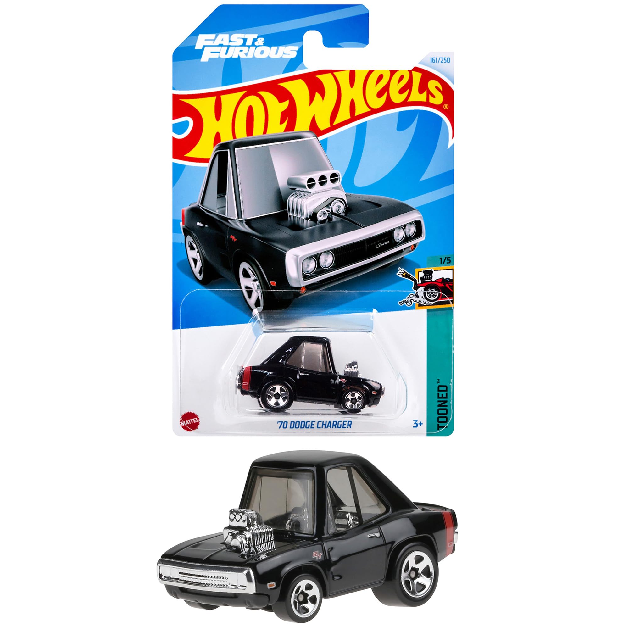 Hot Wheels Basic Car HXR08 70 Dodge Charger Toy Vehicle Mini Car Black Ages 3 and Up